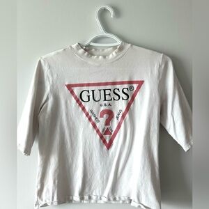 Guess White Logo Top 3/4 Sleeves